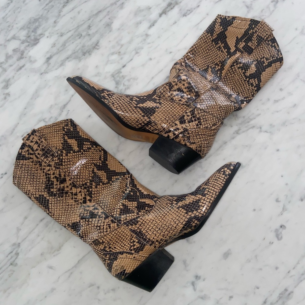 Depp Leather Snake-skin printed cowboy boots